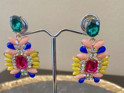 NEW - Beautiful Crystals and Beads Post Earrings - Perfect Accessory To Lift Your Style - C PIXS