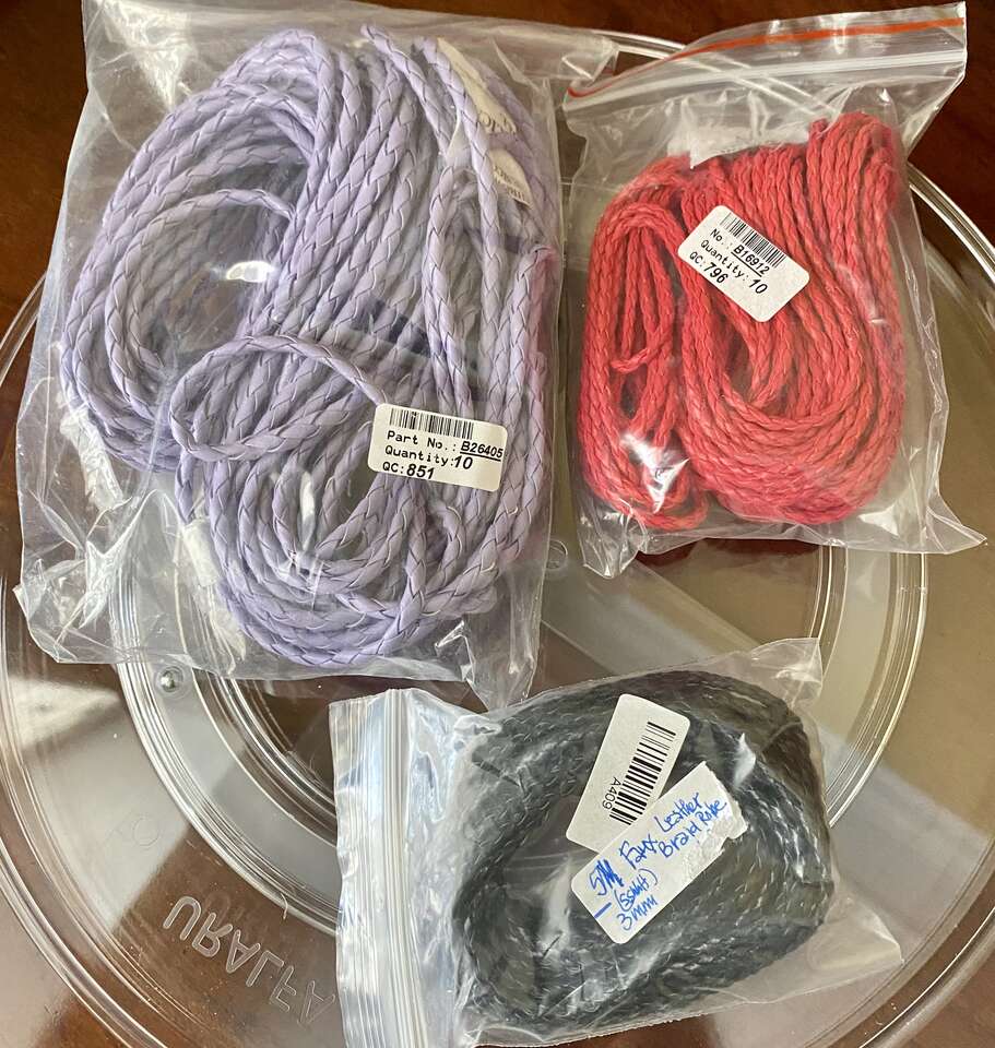 NEW - 23 Meters/Yards of Braided Faux Leather - Red - Lavender - Black - 4 Crafts -