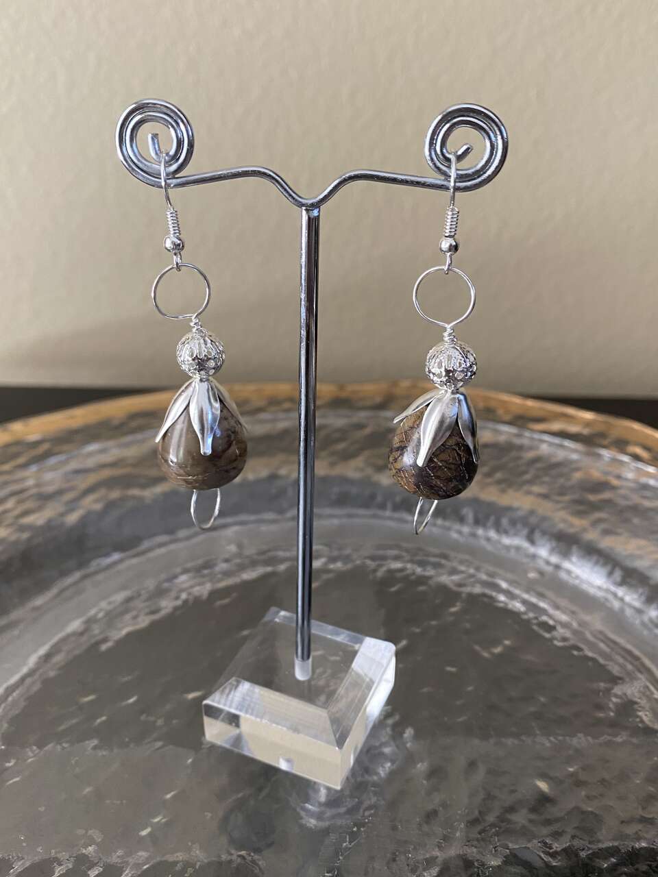 NEW - Beautiful Natural Gemstone Earrings - Agate- Jasper - See ALL PHOTOS . Please look at photos closely