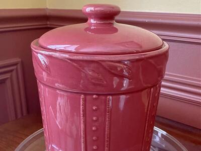LIKE NEW - Vintage 2001 Sorrento Signature LARGE Canister Burgundy - Originally A Set of 3 - C PIX