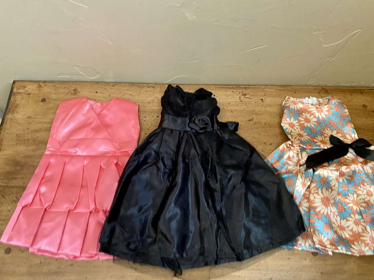 NEW - 3 Beautiful 18 inch Doll Dresses - Pink-Black-and Multi Color - Very Detailed - See ALL Photos