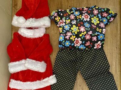 NEW - 18 inch Doll Clothes - 3 Piece Santa Suit + 2 Piece Outfit Black Pants and Floral Top - C PICS