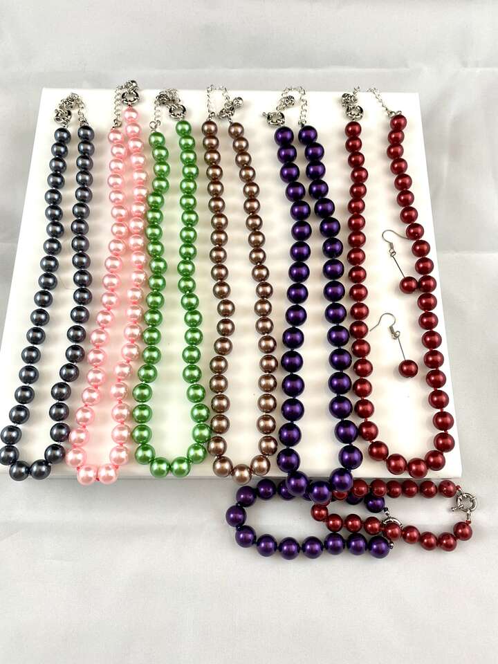 NEW - Gorgeous Glass Pearl Hand Tied Necklaces-Two Have Matching Pieces - VERY Nice - C PIX.