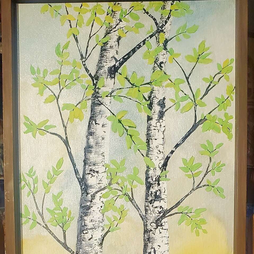 3'6 x 15 in. Quaking Aspen Trees Acrylics painting
