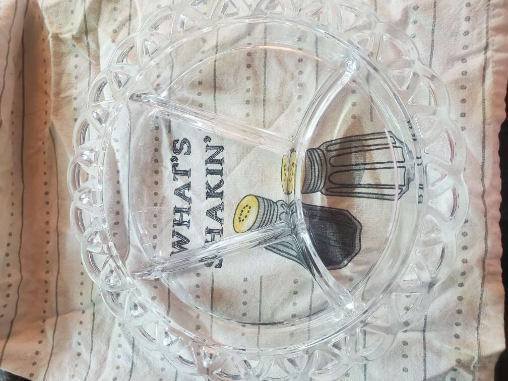 4 Section Party Serving Tray Plate Round Glass