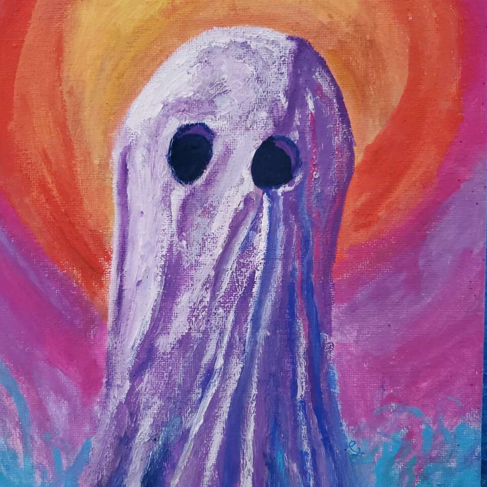 Original 8x10 in acrylic painting Ghost Halloween