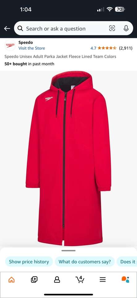 Speedo Unisex Adult Parka Jacket Swim, Team Jacket