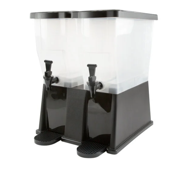New in Box Choice 6 Gallon Black Beverage Dispenser Rectangular Double Stand