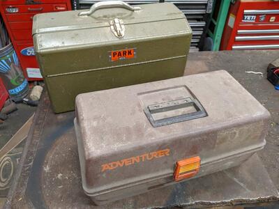 Toolbox Tackle box steel machinists tool multiple compartment rolling cart carry chest