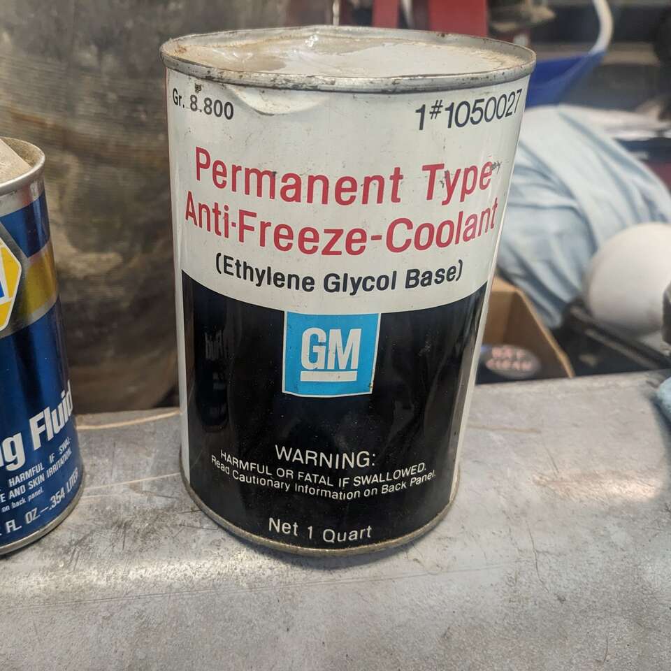 Vintage oil can GM ANTIFREEZE old steel sign