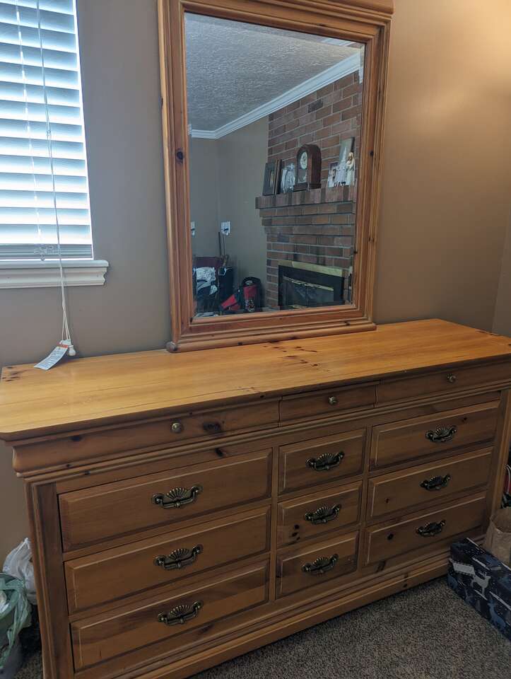 King bed frame and dresser with mirror Furniture