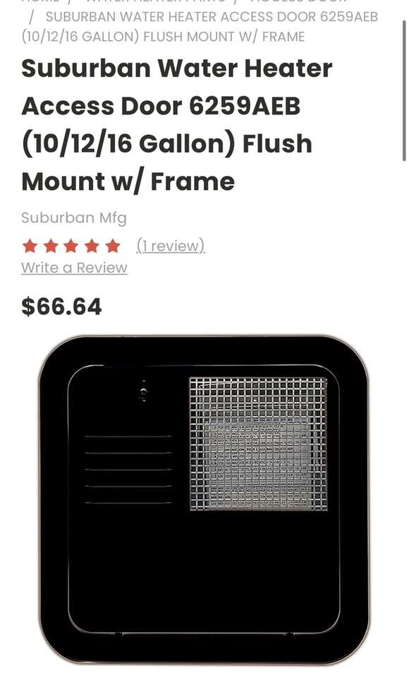 Suburban Water Heater Access Door 10/12/16 Gallon