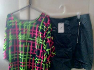 Plus outfit 2x leather skirt +pretty top