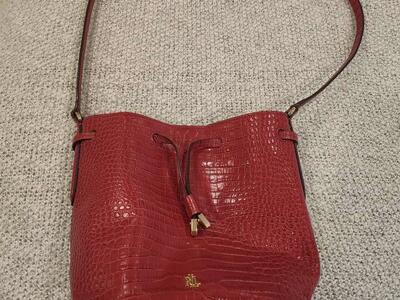 Ralph Lauren red leather handbag, purse