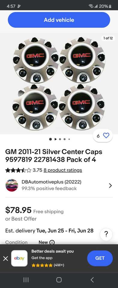 Genuine gmc sierra 8 lug bolt center caps, wheels