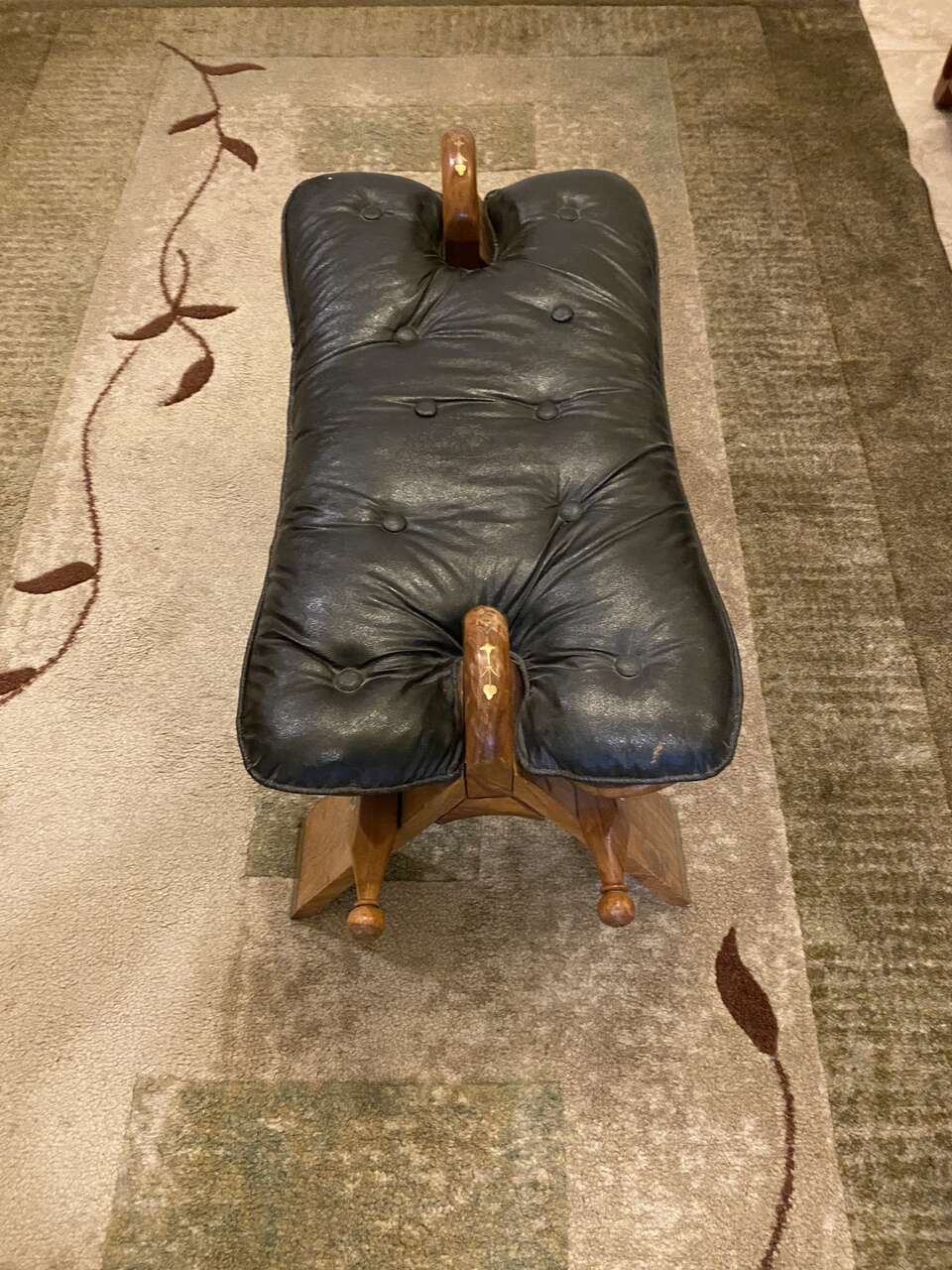 Vintage Middle Eastern Leather and Wood Camel Saddle.