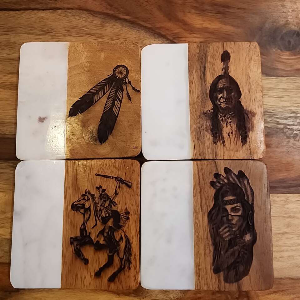 Custom engraving coasters.