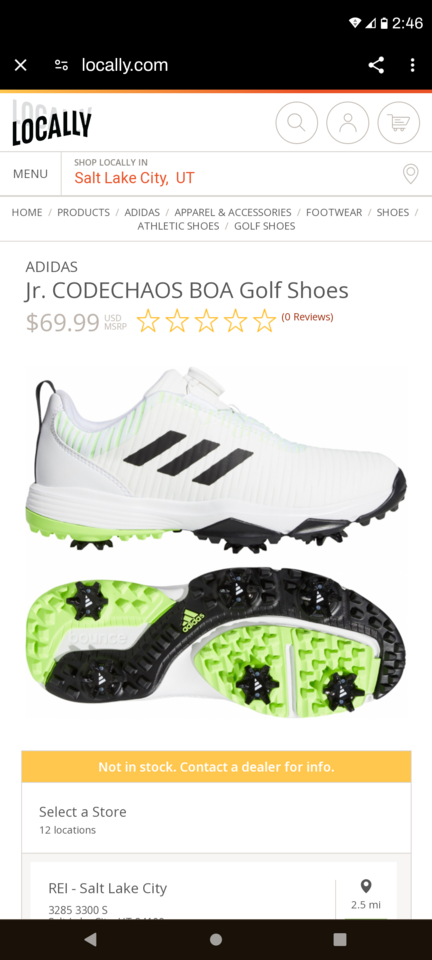 Adidas Code Chaos Jr Golf Shoes 2.5