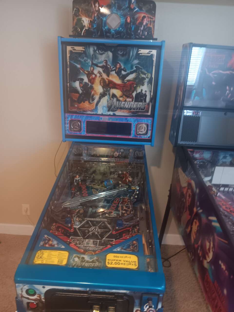 Stern Blue Avengers Limited Edition Pinball Machine with Topper and Color DMD