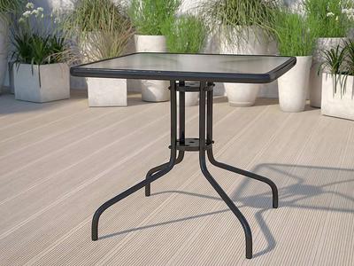Flash Furniture 31.5'' Square Tempered Glass Metal Table