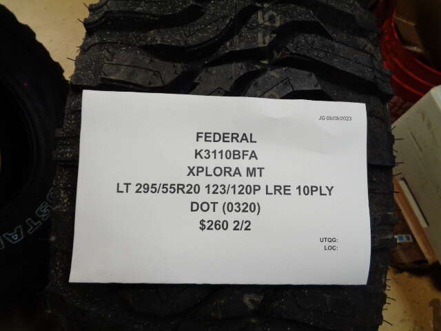 3 FEDERAL XPLORA MT LT 295 55 20 123/120P LRE 10PLY MUD TERRAIN TIRES K3110BFA