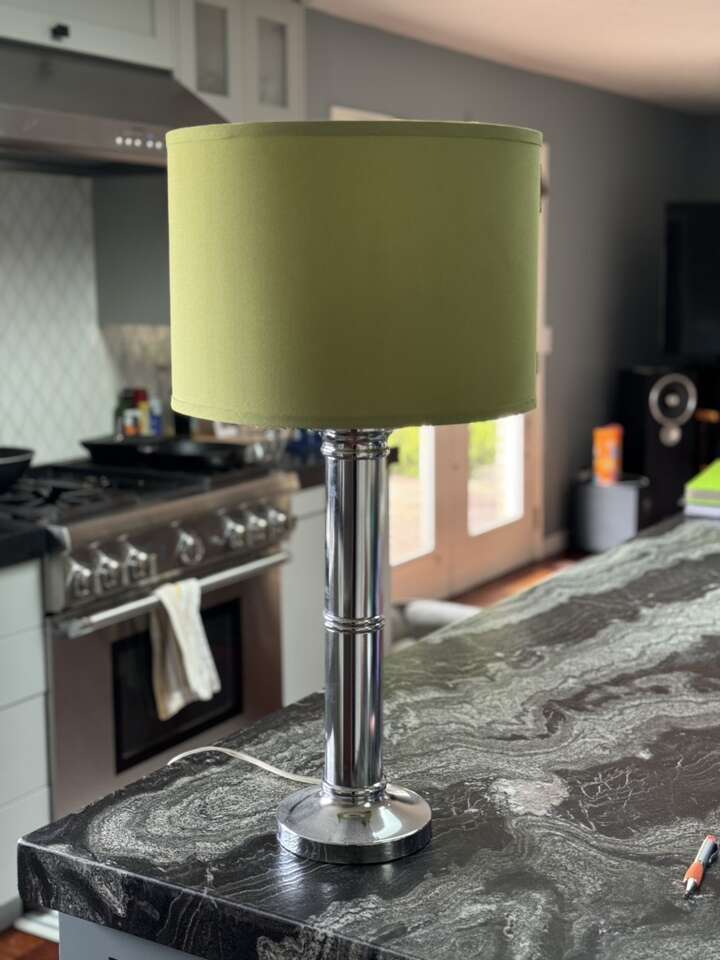 Chrome Lamp - Green Shade