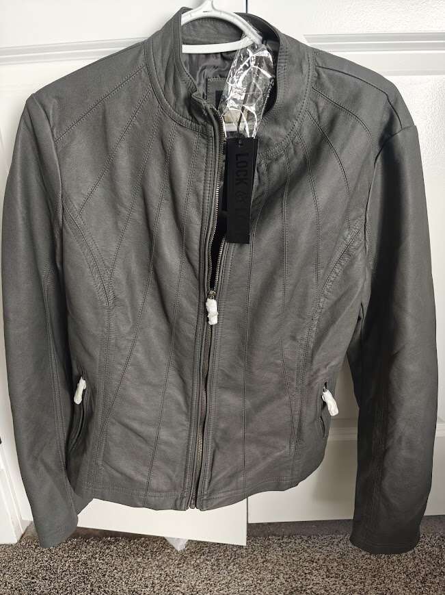BRAND NEW FAUX LEATHER JACKET-SIZE M