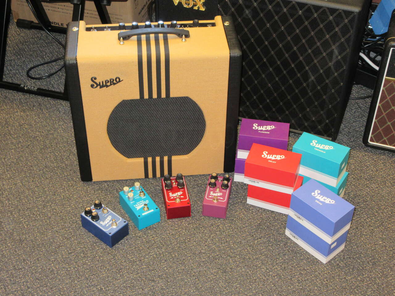 we got it new supro amps and pedals