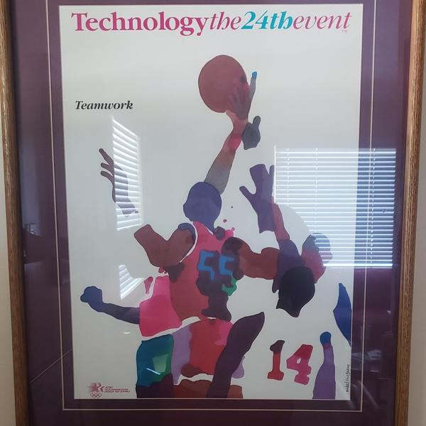 1984 OLYMPICS BASKETBALL PRINT P EWING M JORDAN