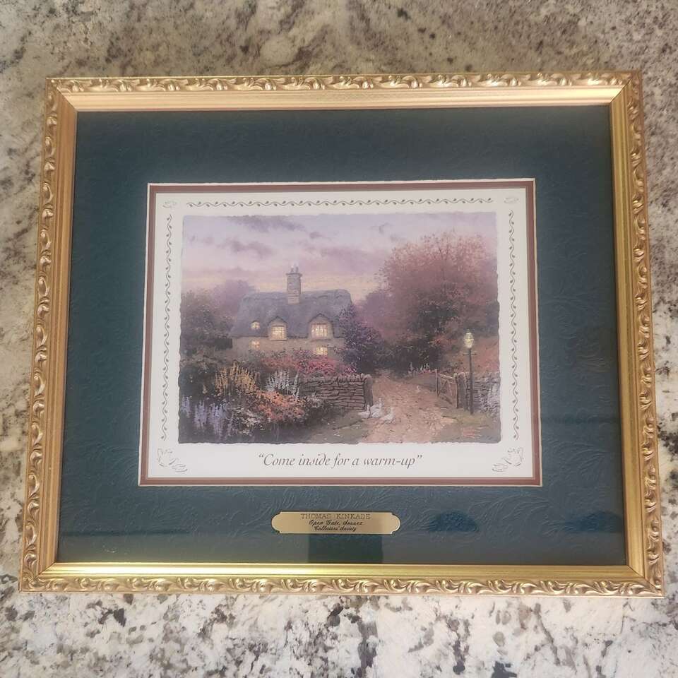 THOMAS KINKADE "COME INSIDE FOR A WARM UP" FRAMED