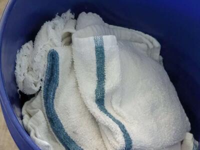 Clean rags in a bucket