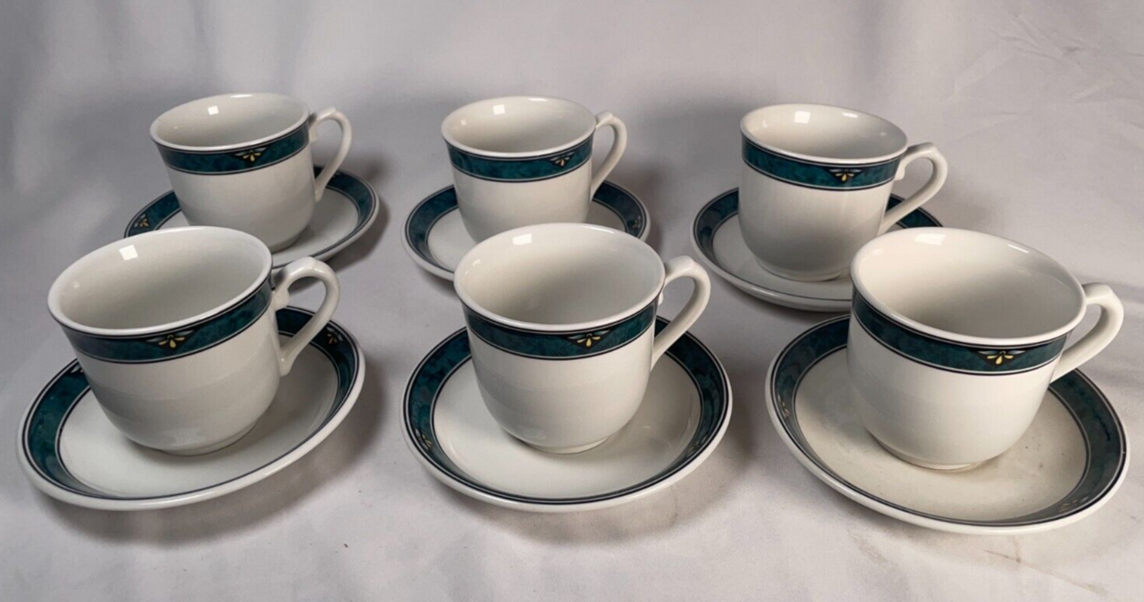 Porcelain Cup and Plate Set, 6 Six Pieces