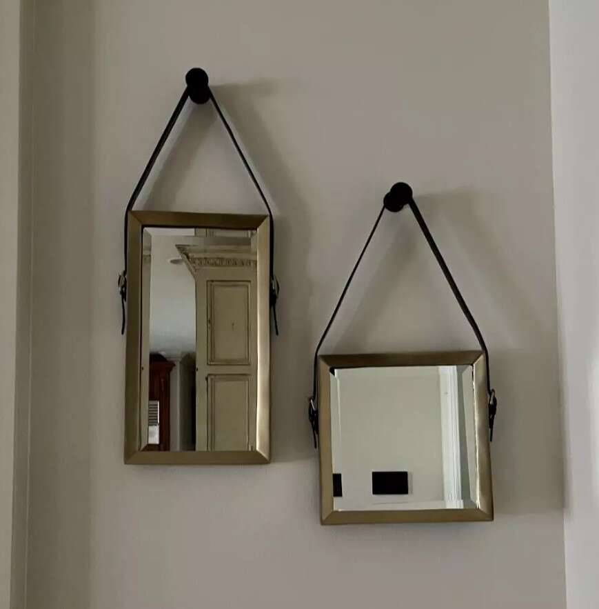 Cyan Venster Mirrors With Strap Antique Brass