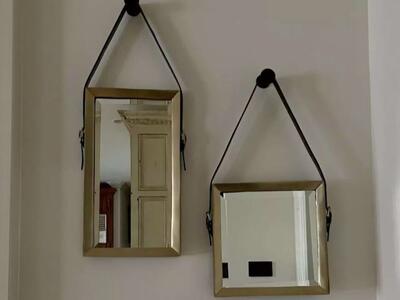 Cyan Venster Mirrors With Strap Antique Brass