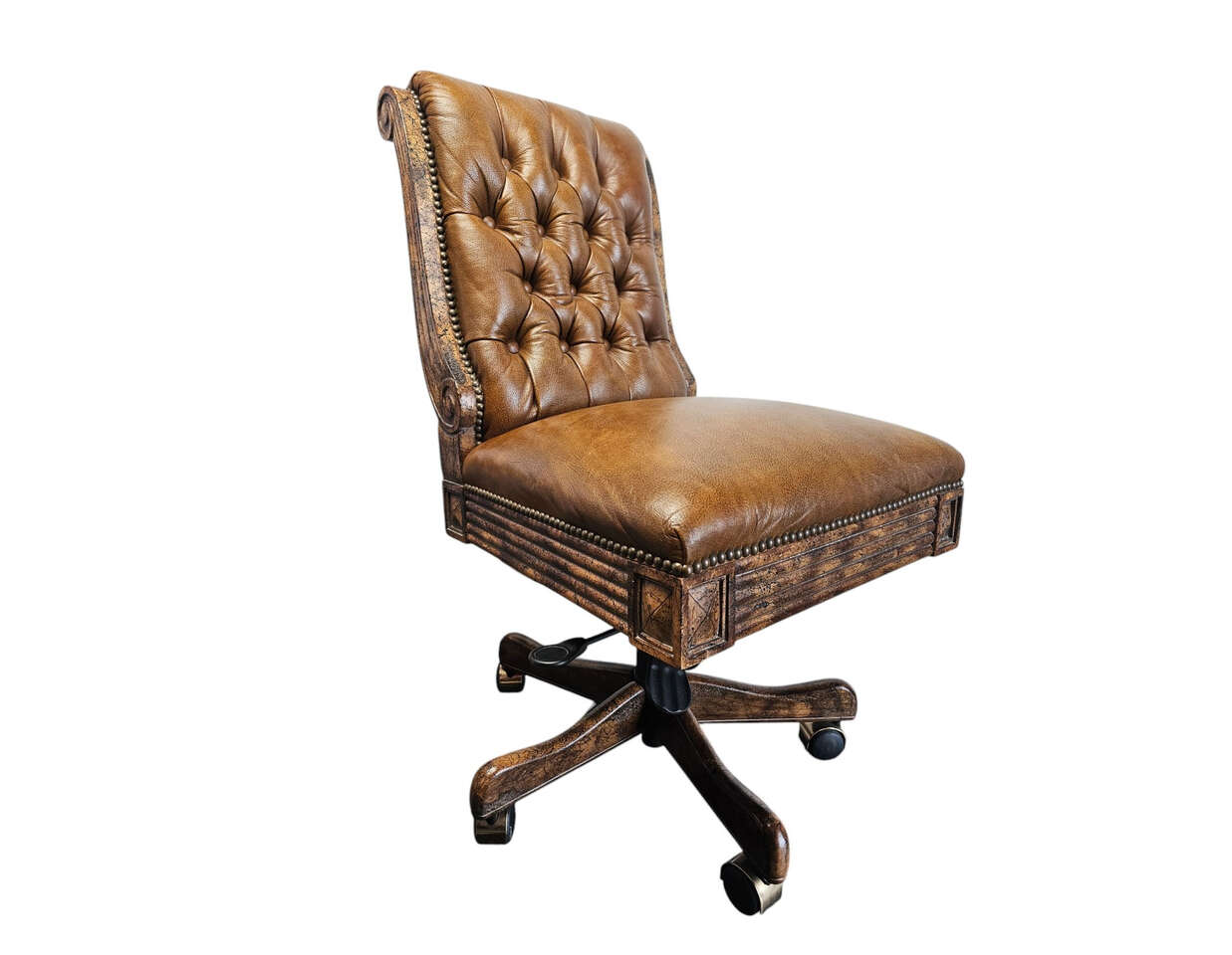 Our House Designs Custom Armless Executive Swivel Office Chair with Hand Tufting