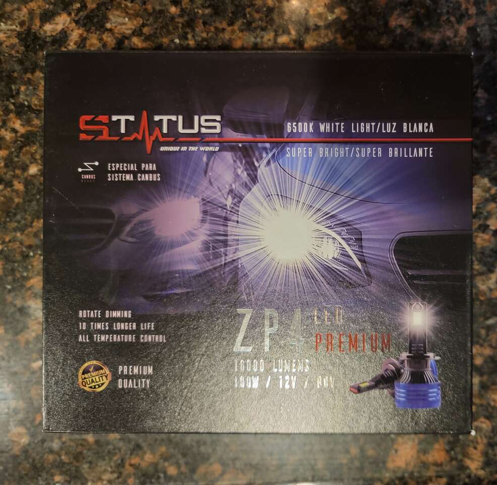 New in Box Status ZP4 LED Premium 9004 HB1 Set of 2 Headlight Bulbs 16000 Lumens 6500K White