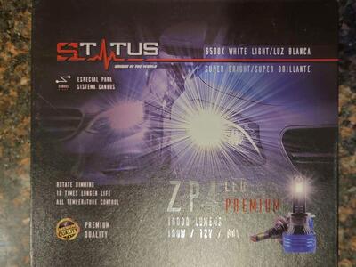 New in Box Status ZP4 LED Premium 9004 HB1 Set of 2 Headlight Bulbs 16000 Lumens 6500K White