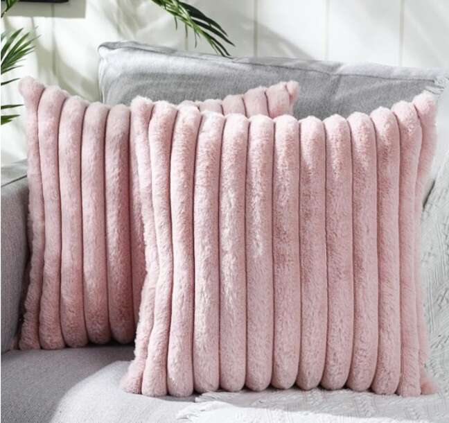 New in Box Neelvin Double-Sided Faux Fur Soft Solid Decorative Throw Pillow Covers