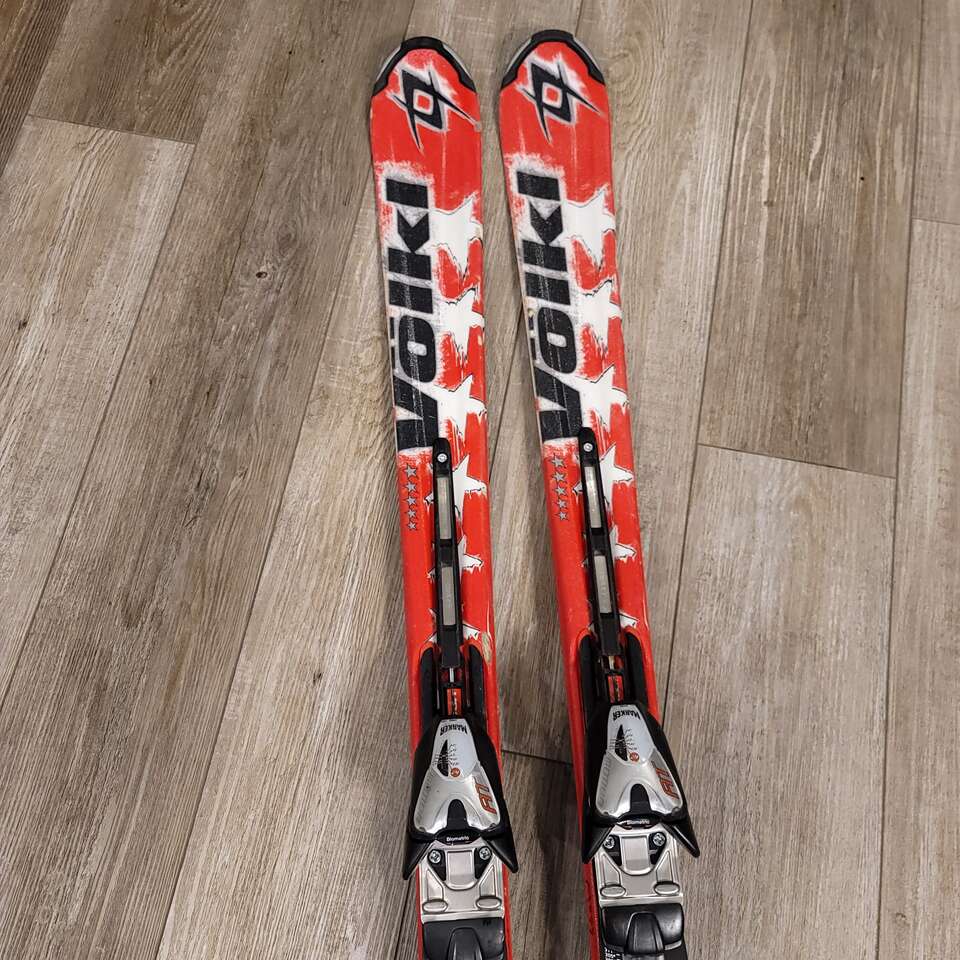Volkl SuperSport Allstar 161 downhill skis with Marker Bindings