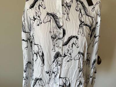 Dark Navy And White Horse Shirt New Medium