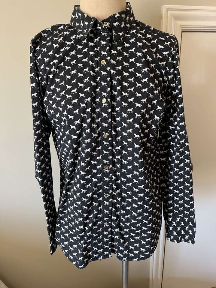 Black And White Horse Shirt Ladies Medium  New