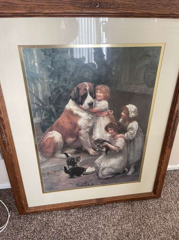 Vtg. Arthur J. Elsley Hugs & Kisses Signed Print