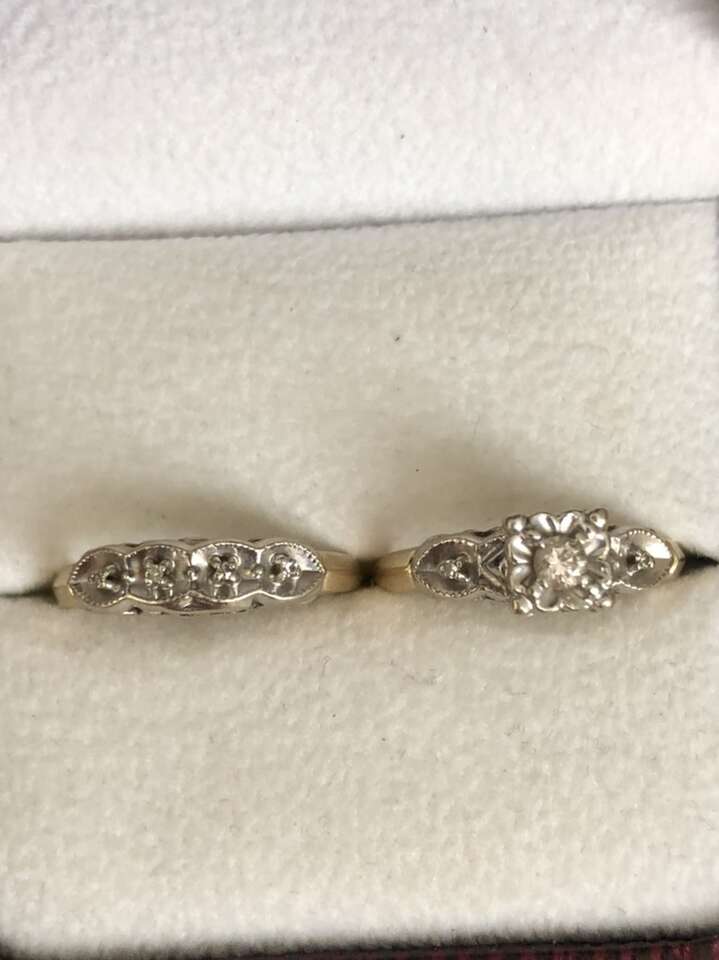 Beautiful Wedding Set 14k White Yellow Gold Rings