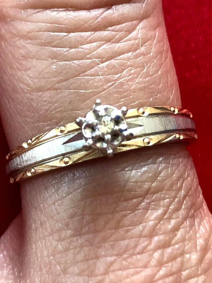 Diamond 10k White Yellow Two Tone Gold Ring