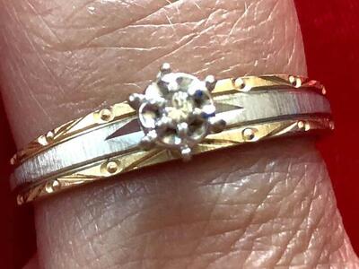 Diamond 10k White Yellow Two Tone Gold Ring