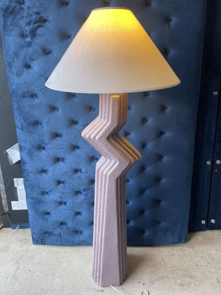 1980’s Zig Zag Post Modern Purple Floor Lamp 60