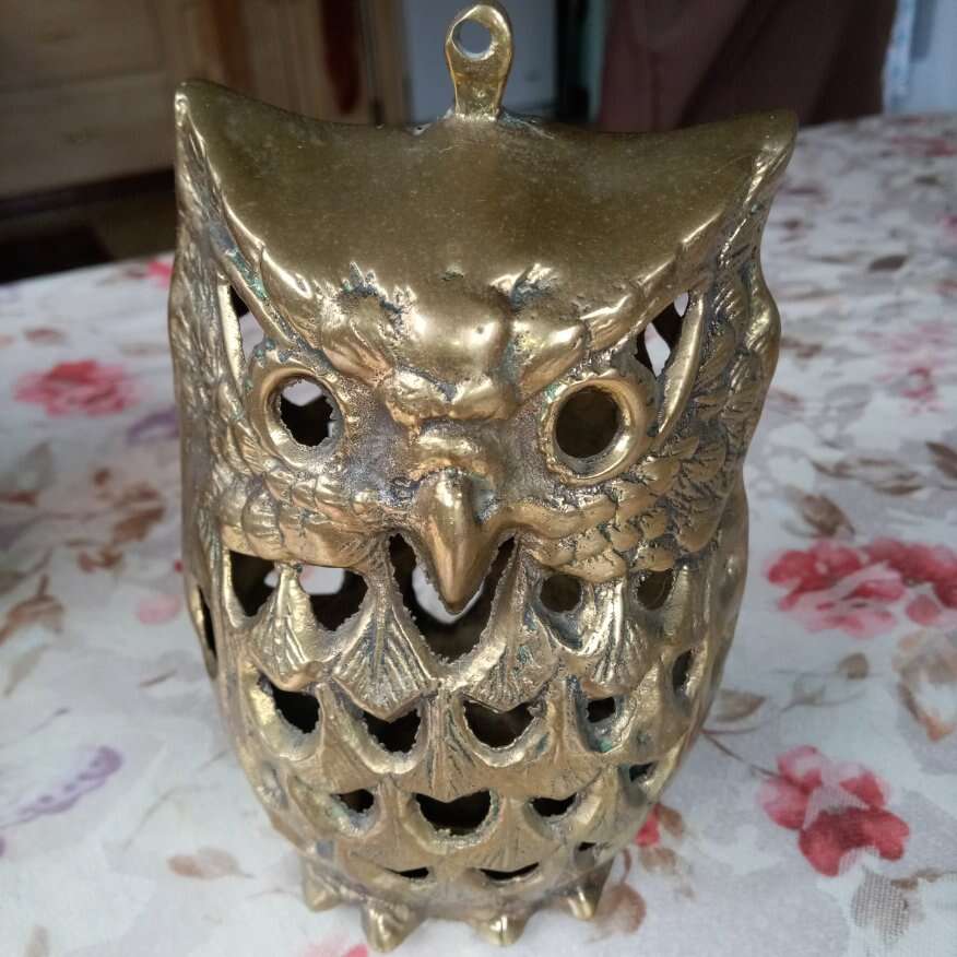New Solid Brass �� Owl Candle Holder 5.5in