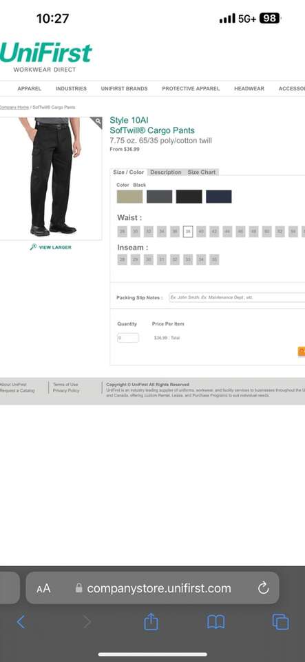 Brand New Unifirst Soft Twill Work Pants