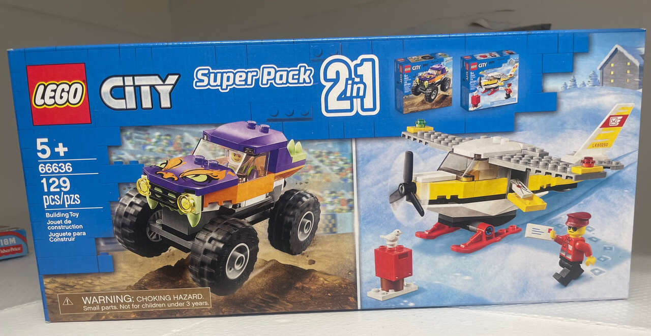 LEGO City Super Pack #66636 - Monster Truck #60251 & Mail Airplane #60250, NEW