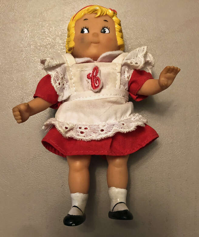 Vintage Campbell Soup Girl Doll about 5" tall